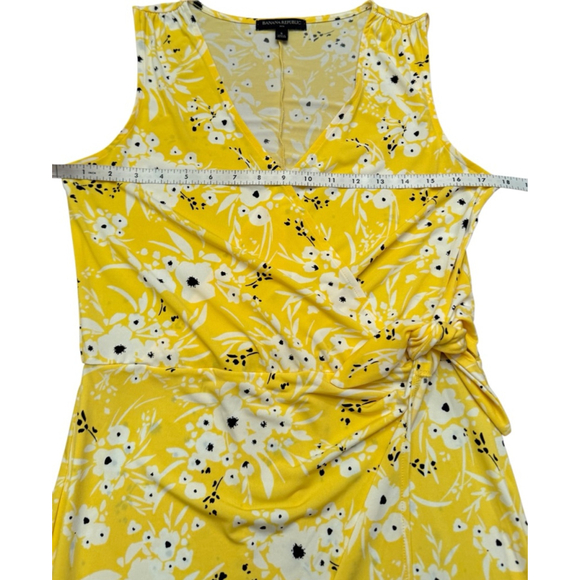 Women's Banana Republic Factory Yellow Floral Sleeveless Wrap Dress S - Picture 7 of 8